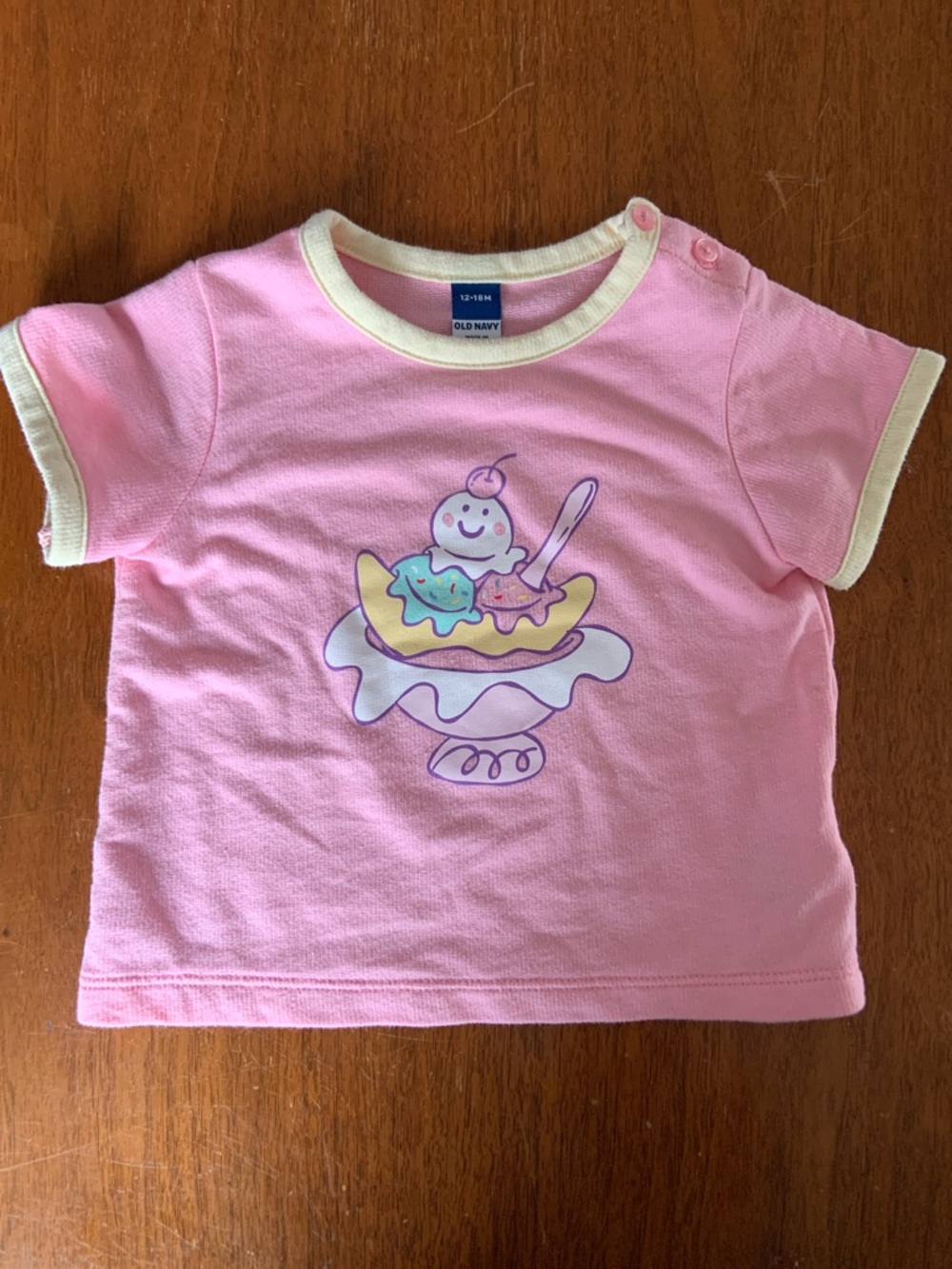 🍊5/$25 Old Navy Pink Short-Sleeve Tee with Ice Cream Graphic size 12-18m